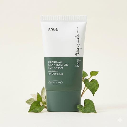 واقي شمس Anua Heartleaf Silky Moisture SPF50+ مرطب للبشرة الحساسة
